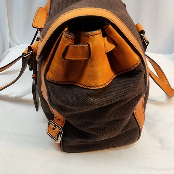 Prada Authentic Vintage Canvas & Leather Bowling Bag Purse Made in Italy!  🇮🇹 - Picture 8 of 15